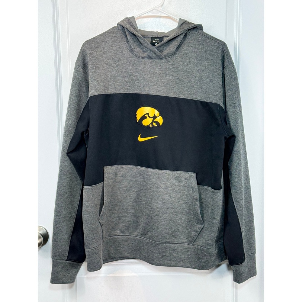 Nike Dri-FIT Iowa‎ Hawkeyes Hoodie Gray Black Hoodie Pullover Men's Medium M
